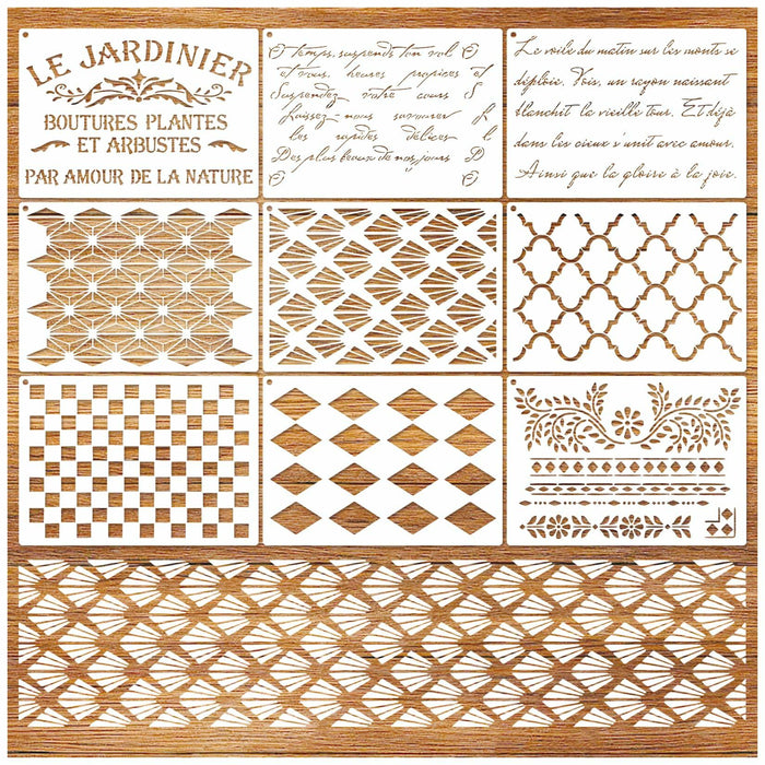 Script Stencil for Wood Painting French Writing Checkerboard Craft by Deal US
