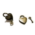 PeekaBear Mini Antique Brass Heart Padlock with Key 2-Pack Vintage Style by Deal US