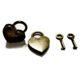 PeekaBear Mini Antique Brass Heart Padlock with Key 2-Pack Vintage Style by Deal US