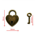 PeekaBear Mini Antique Brass Heart Padlock with Key 2-Pack Vintage Style by Deal US