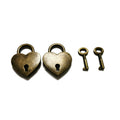 PeekaBear Mini Antique Brass Heart Padlock with Key 2-Pack Vintage Style by Deal US
