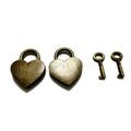 PeekaBear Mini Antique Brass Heart Padlock with Key 2-Pack Vintage Style by Deal US