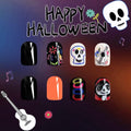 CEWEWP Halloween Press On Nails Short Square Acrylic Black Skull 24pcs by Deal US