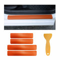 povtii 4PCS Car Door Sill Protector 3D Carbon Fiber Green Anti-Scratch by Deal US