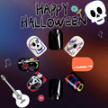CEWEWP Halloween Press On Nails Short Square Acrylic Black Skull 24pcs by Deal US