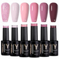 YOKE FELLOW Gel Nail Polish Set 6 Pcs 10ML Nude Pink Glitter Gel Polish by Deal US