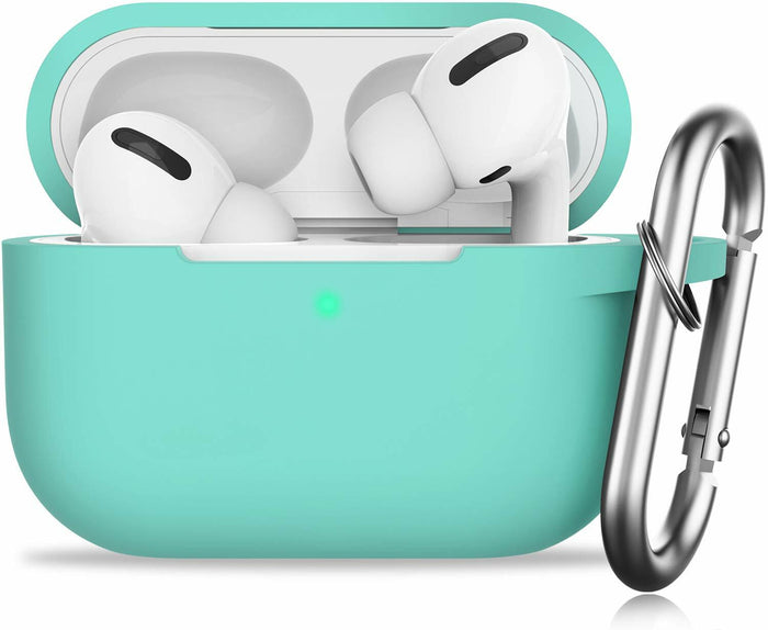 GMUDA Silicone Cover for AirPods Pro 1 & 2 with Keychain Mint Green by Deal US