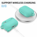 GMUDA Silicone Cover for AirPods Pro 1 & 2 with Keychain Mint Green by Deal US