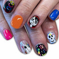 CEWEWP Halloween Press On Nails Short Square Acrylic Black Skull 24pcs by Deal US