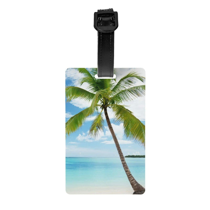Palm Tree Luggage Tag Blue Ocean Travel Bag ID Tag Adjustable Strap by Deal US