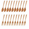 Chen Mi 20 Pc Wooden Spoon Fork Set Japanese Style Reusable Cutlery by Deal US