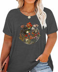 GeLivable Women Plus Size Floral Graphic O Neck Short Sleeve T Shirt by Deal US