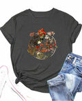 GeLivable Women Plus Size Floral Graphic O Neck Short Sleeve T Shirt by Deal US