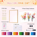 CHERRY CHEERS Flower Bouquet Handprint Art Kit 3 Sheets 6 Colors White Canvas by Deal US