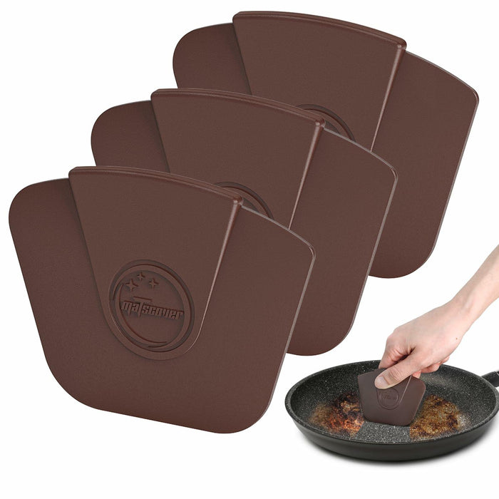Pan Scraper Pot Scraper Plastic for Cast Iron Cookware 6 Pcs Brown by Deal US