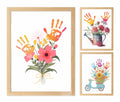 CHERRY CHEERS Flower Bouquet Handprint Art Kit 3 Sheets 6 Colors White Canvas by Deal US