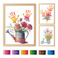 CHERRY CHEERS Flower Bouquet Handprint Art Kit 3 Sheets 6 Colors White Canvas by Deal US
