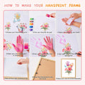 CHERRY CHEERS Flower Bouquet Handprint Art Kit 3 Sheets 6 Colors White Canvas by Deal US