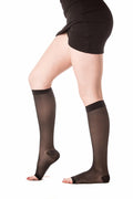 Medicella Sheer Knee High Compression Socks Open Toe 15-20 mmHg Black by Deal US