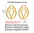 DANASS 18K Gold Luxury V Letter Earrings Women Sisters Elegant Gift by Deal US