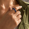 Udolfly Titanium Steel Womens Fidget Spinner Ring Silver Blue Size 12 by Deal US