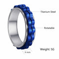 Udolfly Titanium Steel Womens Fidget Spinner Ring Silver Blue Size 12 by Deal US