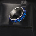 Udolfly Titanium Steel Womens Fidget Spinner Ring Silver Blue Size 12 by Deal US