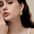 DANASS 18K Gold Luxury V Letter Earrings Women Sisters Elegant Gift by Deal US