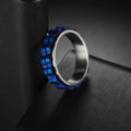 Udolfly Titanium Steel Womens Fidget Spinner Ring Silver Blue Size 12 by Deal US