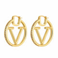 DANASS 18K Gold Luxury V Letter Earrings Women Sisters Elegant Gift by Deal US