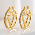 DANASS 18K Gold Luxury V Letter Earrings Women Sisters Elegant Gift by Deal US