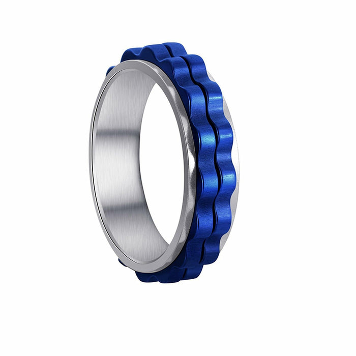 Udolfly Titanium Steel Womens Fidget Spinner Ring Silver Blue Size 12 by Deal US