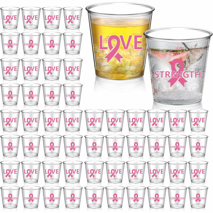 Nuogo Breast Cancer Pink Plastic Shot Glasses 2.87oz 100 Pcs Clear Pink by Deal US
