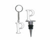 Lutong Set of 2 Letter Gift Set Key Ring Bottle Stopper H Silver