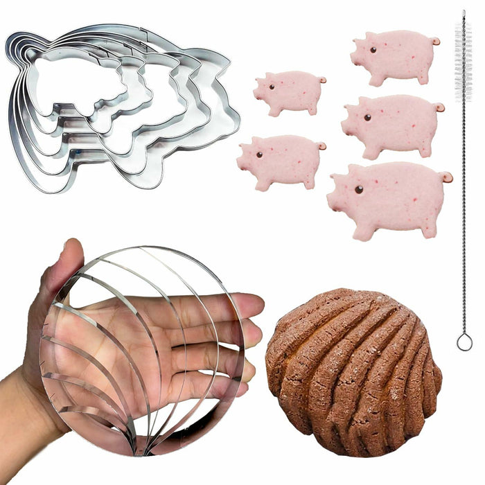 LUOFUAWEI Concha Cutter Mexican Bread Pig Cookie Cutter Set Silver Mini 4.1in by Deal US