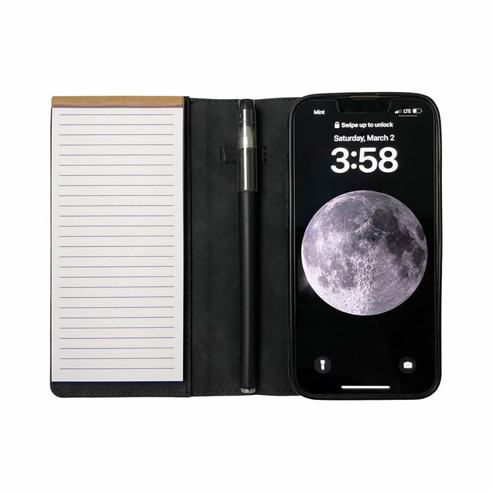 MOJO-HOME Notepad Wallet Phone Case w Pen for iPhone 13 Pro Black by Deal US