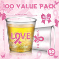 Nuogo Breast Cancer Pink Plastic Shot Glasses 2.87oz 100 Pcs Clear Pink by Deal US