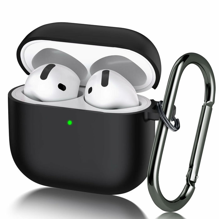 Seltureone AirPods 4 Case Soft Silicone Shockproof w/ Keychain Black by Deal US