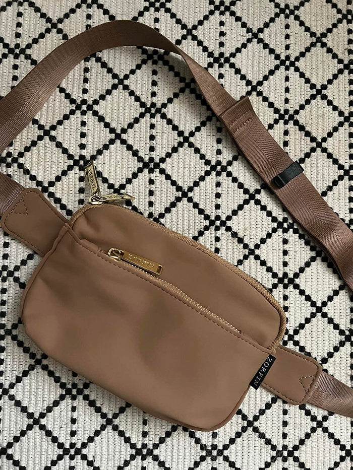 ZORFIN Fanny Pack Crossbody Belt Bag Adjustable Strap Brown One Size by Deal US