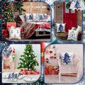 Mixweer Chinoiserie Christmas Tree Throw Pillow Covers 18x18 Blue 4 Pc by Deal US