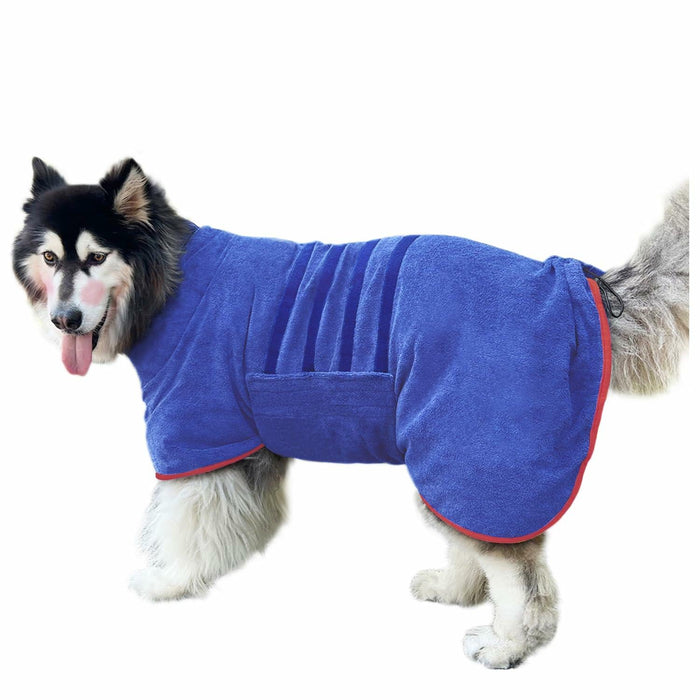 Periflowin Dog Drying Coat Bathrobe Towel Microfiber Blue-1 Size M by Deal US