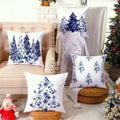 Mixweer Chinoiserie Christmas Tree Throw Pillow Covers 18x18 Blue 4 Pc by Deal US