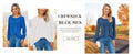 NALANISA Women's Pleated Crew Neck Puff Sleeve Top Blue Grey Size S by Deal US
