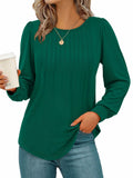 NALANISA Women's Pleated Crew Neck Puff Sleeve Top Blue Grey Size S by Deal US
