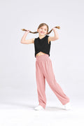 Handfrog Girls 2PC Tie Knot Crop Top & Wide Leg Pants Set Black/Pink Size 7-8Y by Deal US