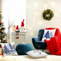Mixweer Chinoiserie Christmas Tree Throw Pillow Covers 18x18 Blue 4 Pc by Deal US