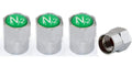 ACCRETION Chrome Brass Valve Stem Caps N2 Nitrogen Logo 4 pcs Red/Silver by Deal US
