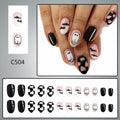Halloween Press On Nails Short Square Ghost Pumpkin Bat Black Nails by Deal US