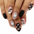 Halloween Press On Nails Short Square Ghost Pumpkin Bat Black Nails by Deal US