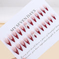 Red French Press On Nails Almond Medium Glossy Bow Pearl 24 Pcs by Deal US